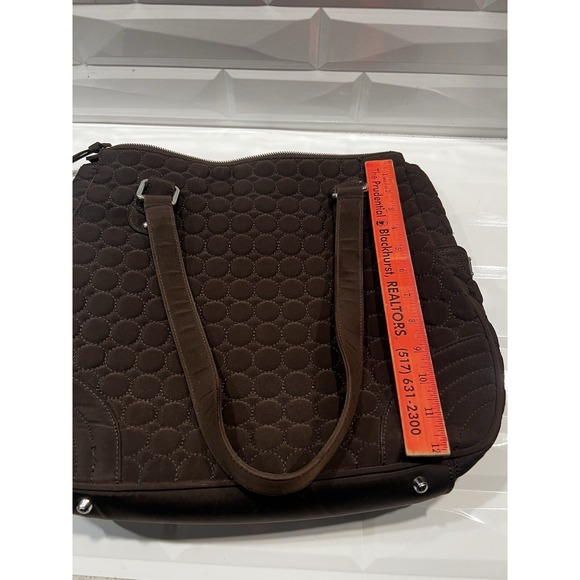 Vera Bradly Large Brown Bag Purse Handbag Quilted Microfiber‎ Shoulder Tote Zip - Picture 10 of 10